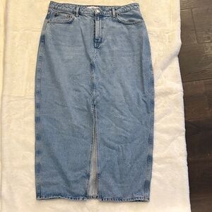 Mango Slit Denim Skirt